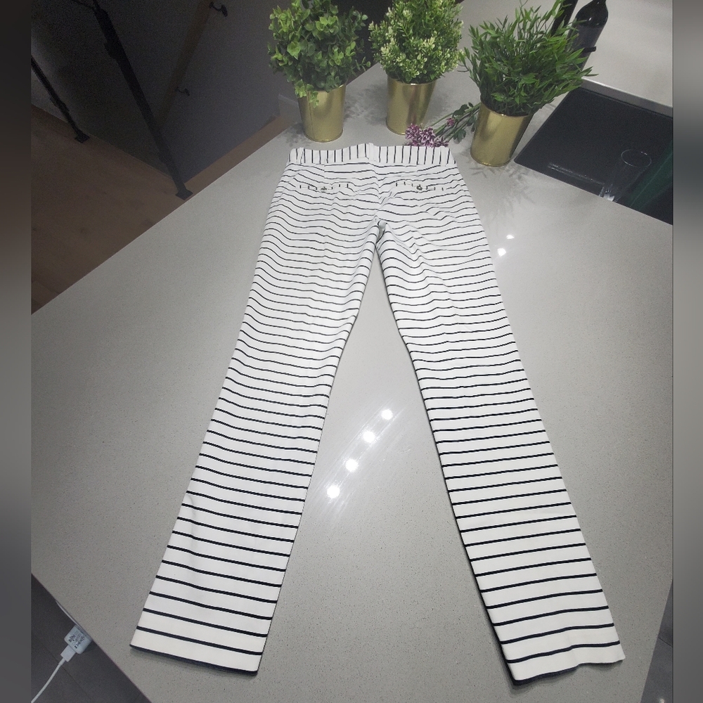 NWOT ZARA Sublime pantalon à jambes droites ajustées rayé blanc et noir - Picture 6 of 8